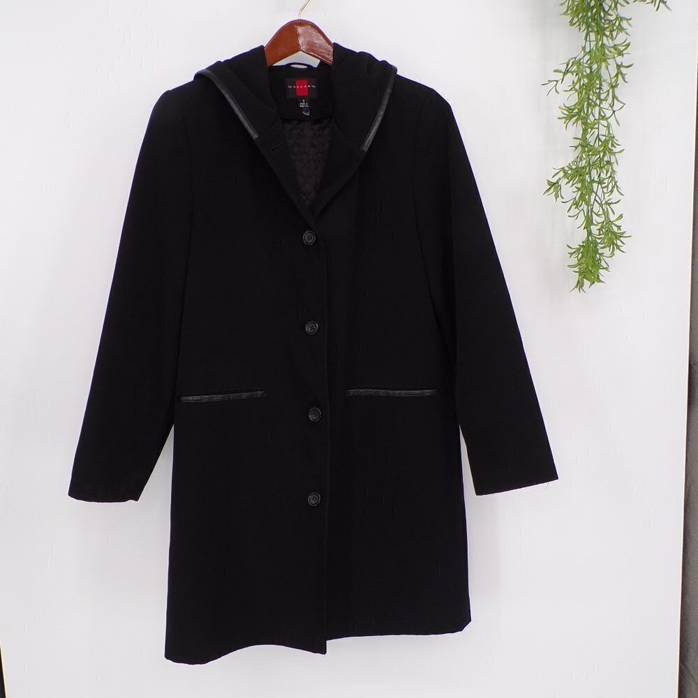 Gallery Women's Black 3/4 Length Button Trench Coat with Removable Quilted Liner